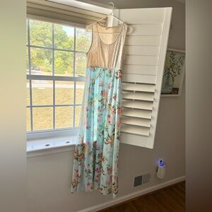 Pink blush maternity long sundress medium